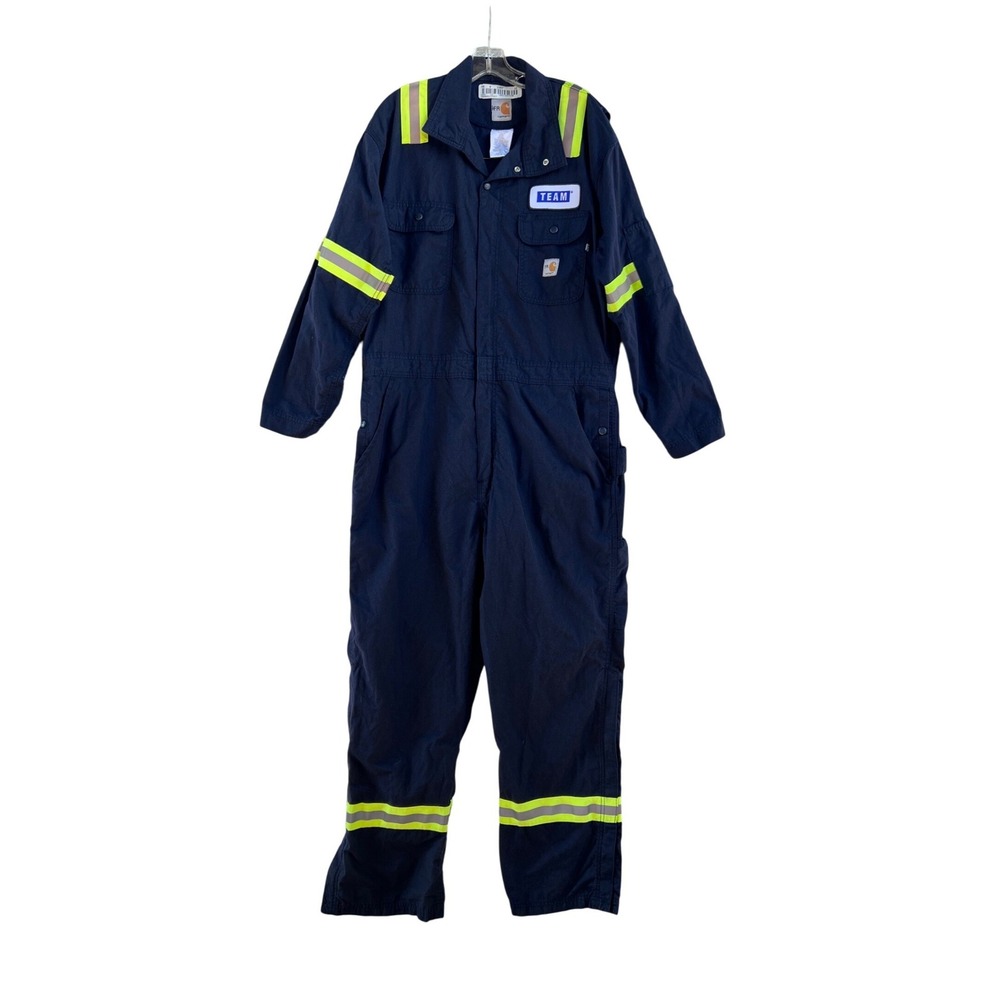 Carhartt FR Navy Blue Flame Resistant‎ Coveralls Glenguard 5.3 CAT 2 NFPA 2112 L
